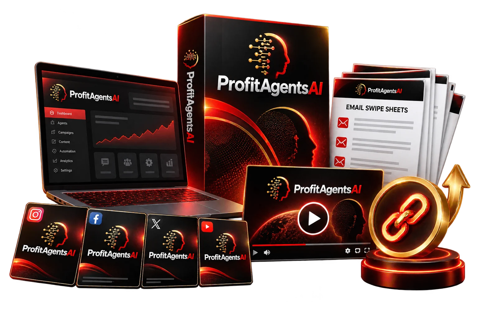 ProfitAgentsAI affiliate launch kit with product, email, social, and video assets